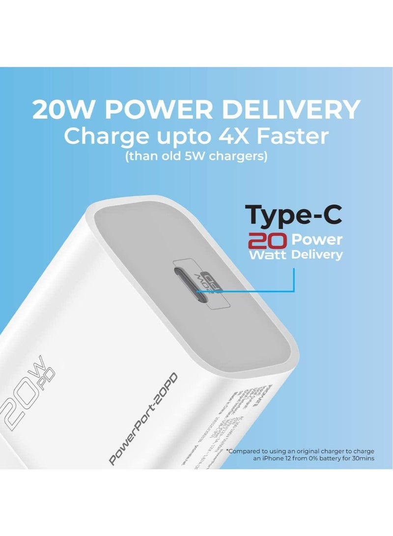 شاحن USB-C بقوة 20 واط مع تقنية Power Delivery، محول حائط سريع للغاية بحجم مضغوط مع USB-C Power Delivery لجهاز iPhone 12/12 Mini/12 Pro/12 Pro Max، iPad Pro - Image 2