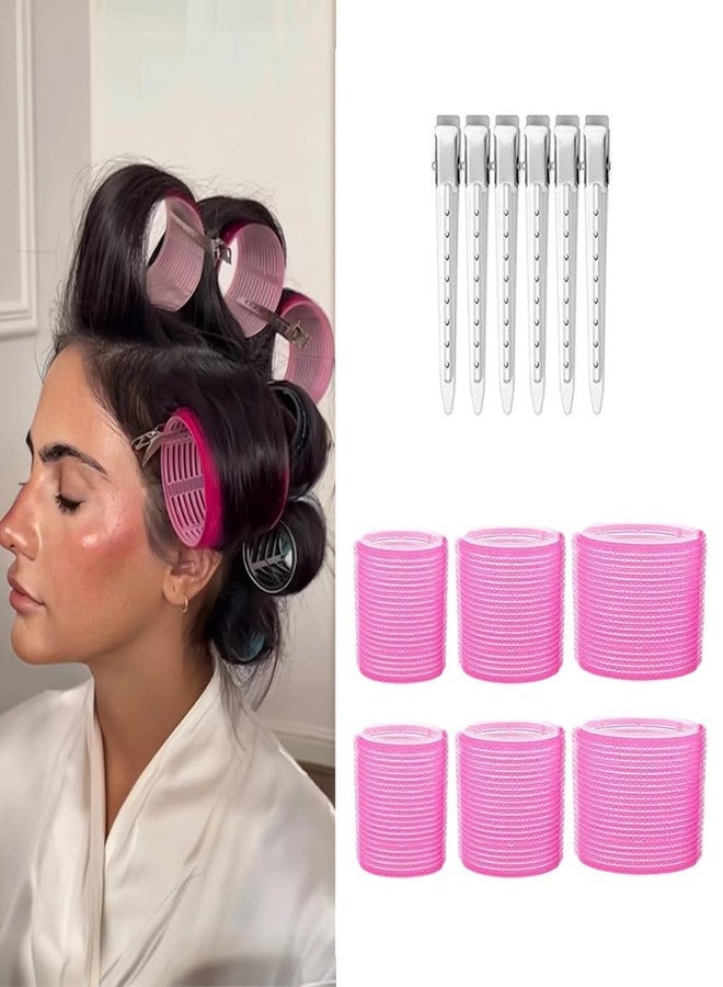 Pinaka Jumbo Hair Curlers Rollers,6 Pcs Hair Rollers Set with 6Pcs 60mm Jumbo Hair Curlers Self Grip Holding Rollers and 6Pcs Hair Clips for Long Medium Hair Bangs Volume (12 Pcs Set) - Image 1