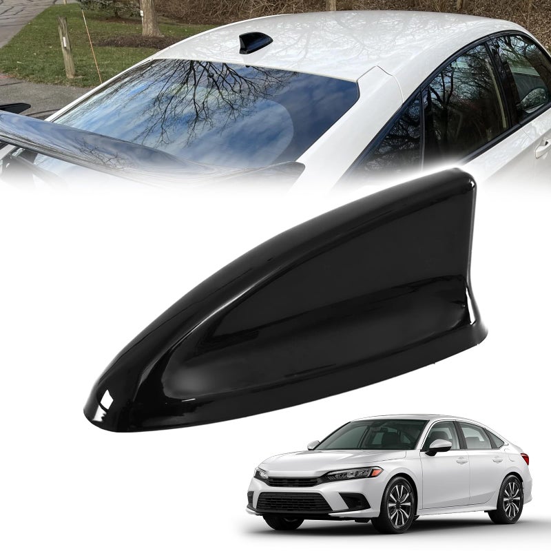 AMSPRAC for 11th Gen Civic Antenna TopperCar Roof Shark Fin Antenna Cover Cap Shell Trim for Honda Civic 11th Generation 2022 2023 2024Exterior Decor Topper Antenna Aerial Cap TrimBlack
