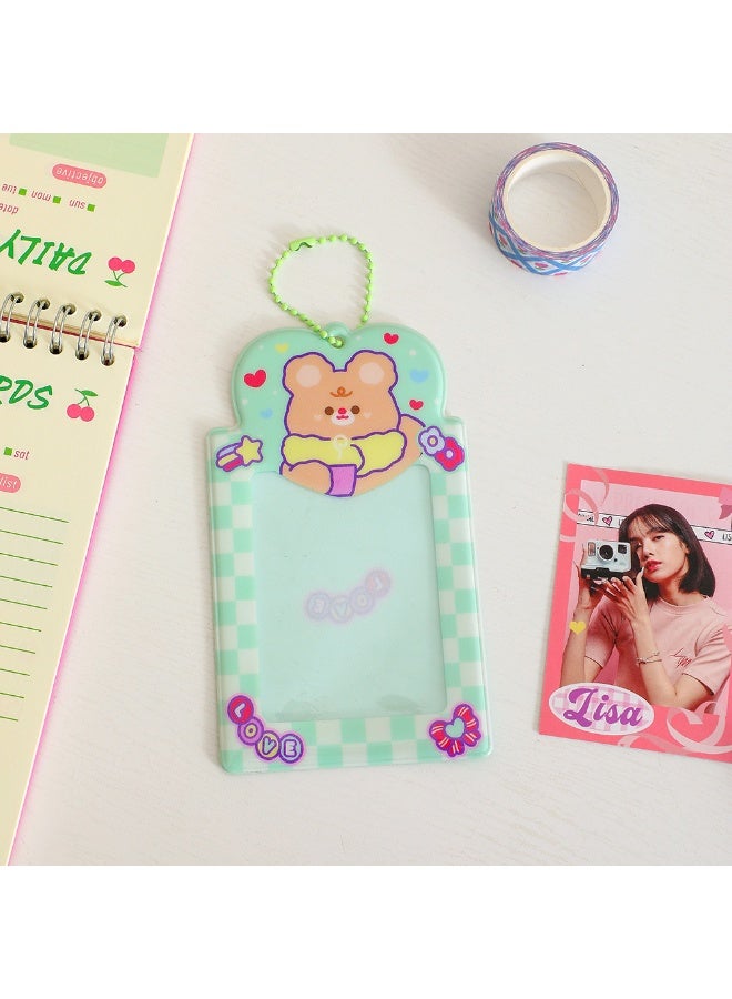 NIBEMINENT 1 - Piece Girl Cartoon Animal Gauze Kpop Photo Card Holder Pendant Key Chain ID Badge Holder ID Card Holder Photo Card Protector for School ID Office ID Access Card for Women Girls - Image 1