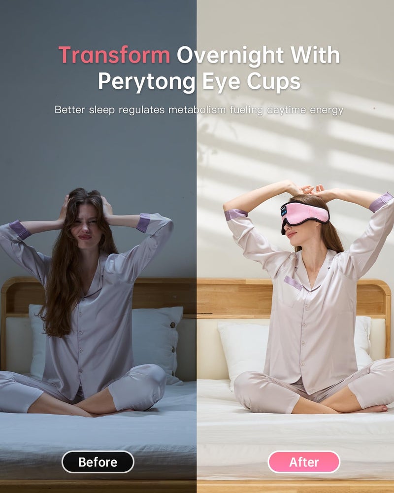 Perytong Sleep Mask with Bluetooth 5.4 Headphones, Wireless Music Sleep Eye Mask for Side Sleepers, 3D Contoured Comfort & Built-in HD Stereo Earphones, Blackout for Travel (Peach Pink) - Image 4
