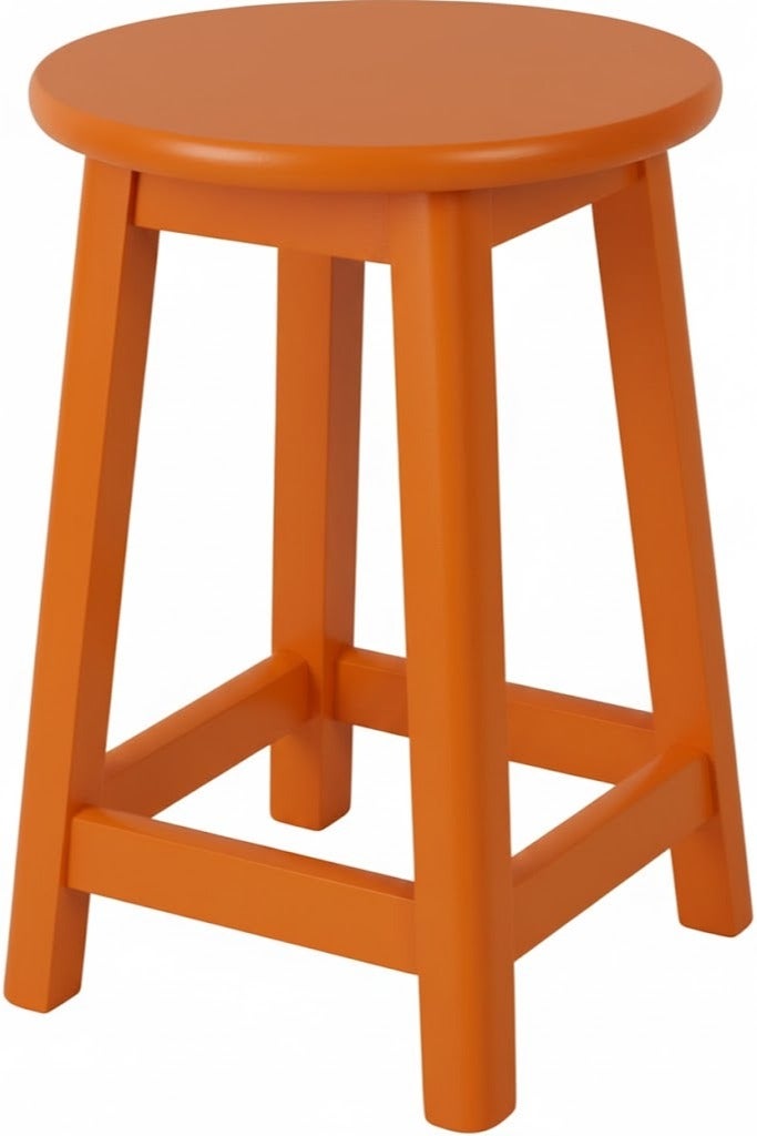 Wooden bar stool without backrest, 50 cm orange color