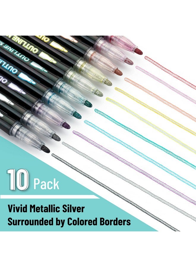 مستر. بين - أقلام تحديد خط مزدوج، 10 ألوان، أقلام تحديد لامعة، أقلام تحديد معدنية ذاتية التحديد، أقلام تحديد، أقلام حرفية - Image 2