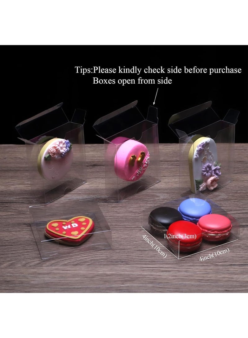 SYOSI Clear Cookie Boxes, Transparent Plastic Treat Boxes with Window, Small Dessert Packaging Boxes for Macaron Donut Pastry Candy, 50 Pack 10.2x10.2x3 cm, Ideal for Party Birthday Wedding Bakery, Clear - Image 3