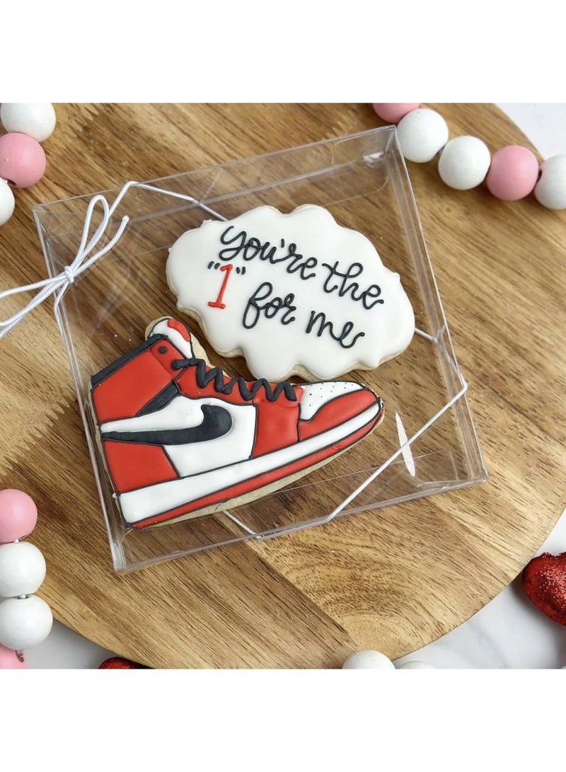 SYOSI Clear Cookie Boxes, Transparent Plastic Treat Boxes with Window, Small Dessert Packaging Boxes for Macaron Donut Pastry Candy, 50 Pack 10.2x10.2x3 cm, Ideal for Party Birthday Wedding Bakery, Clear - Image 2