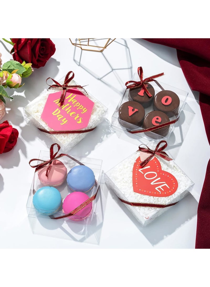 SYOSI Clear Cookie Boxes, Transparent Plastic Treat Boxes with Window, Small Dessert Packaging Boxes for Macaron Donut Pastry Candy, 50 Pack 10.2x10.2x3 cm, Ideal for Party Birthday Wedding Bakery, Clear - Image 4