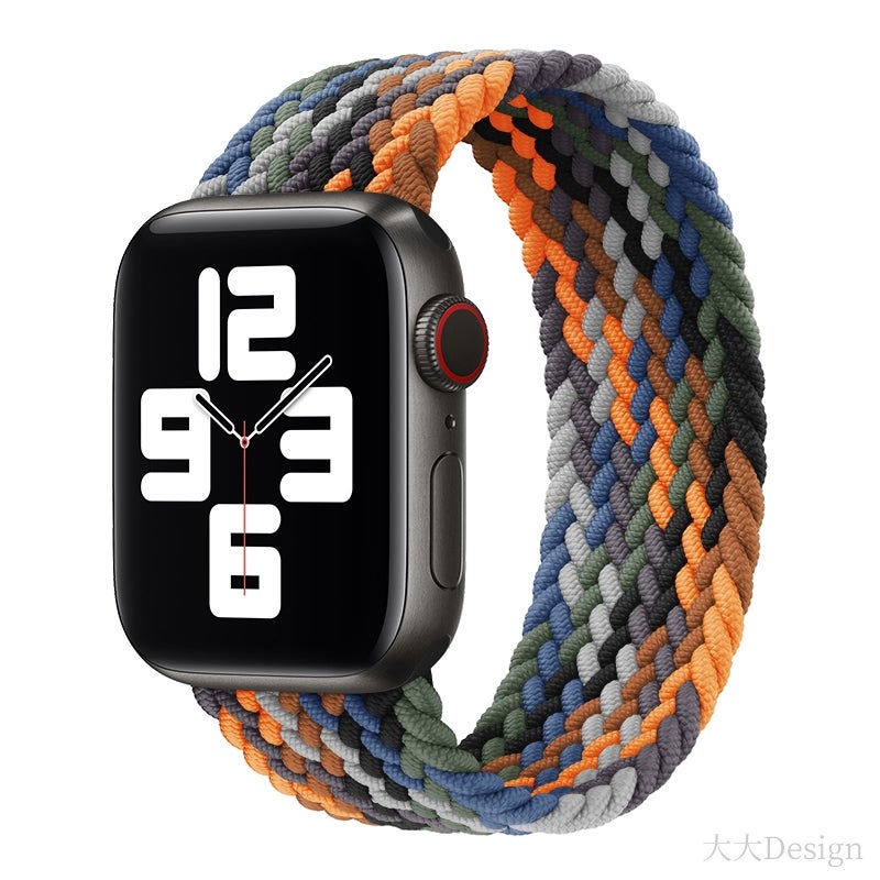 erorex Nylon Single-Turn Braided Watch Band For Apple Watch Ultra 49Mm&Watch Ultra 2 49Mm / Series 9&8&7 45Mm / Se 3&Se 2&6&Se&5&4 44Mm / 3&2&1 42Mm, Length:145Mm(Camouflage) - Image 1