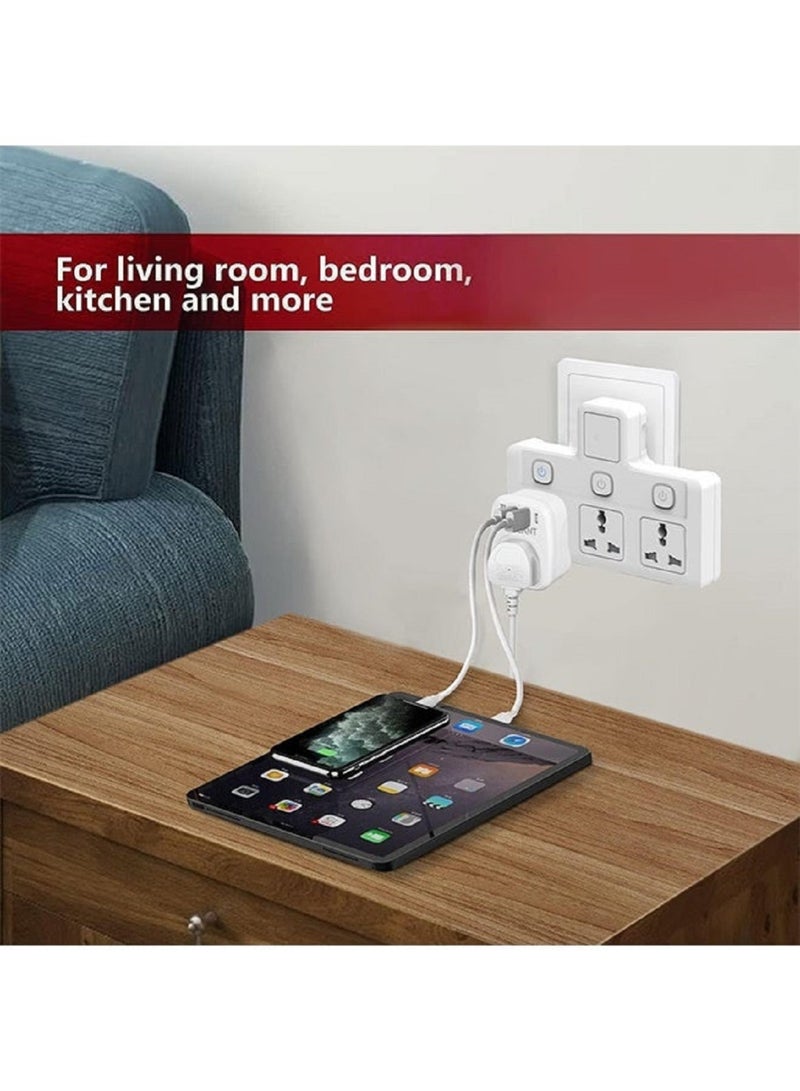 Universal Plug Extension, Multi Plug extension sockets plug, Wall plug adapter, UK Plug Switched Socket 3 Way,Turn 1 into 3, Cable Free With Rating 3 pin,Surge Protection Power Extension Adapter - Image 3
