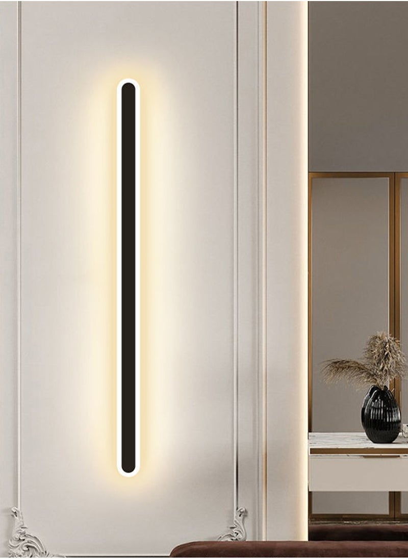 LOOPITYS (Color: black, warm light 3000K, size: 60x6CM) Modern long strip wall light, ambient light, indoor LED background light, living room sofa, staircase, bedside passage light  - Image 1