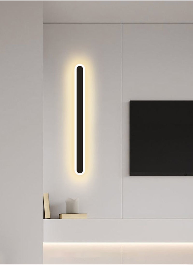 LOOPITYS (Color: black, warm light 3000K, size: 60x6CM) Modern long strip wall light, ambient light, indoor LED background light, living room sofa, staircase, bedside passage light  - Image 2