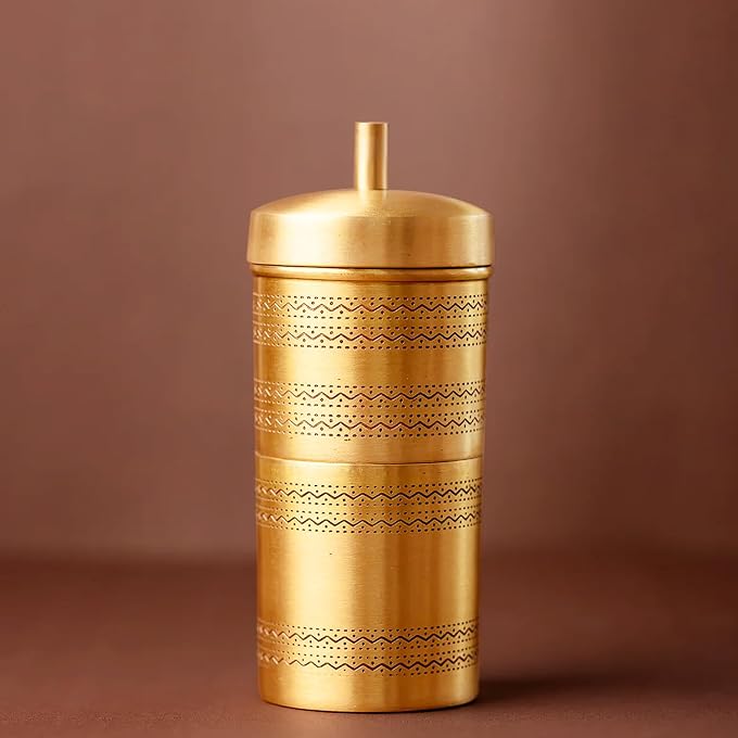 Ekhasa 100% Pure Brass Filter Coffee Maker for Home & Office | South Indian Filter Coffee Maker | Drip Coffee Maker | Coffee Decoction Maker Filter Coffee Machine Brewer | Ideal for 2-3 people - Image 1
