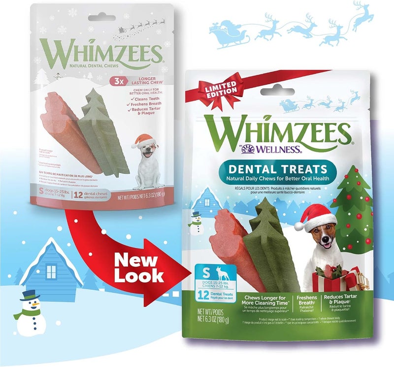 Whimzees by Wellness Holiday Natural Dental Chews for Dogs, Long Lasting Treats, Grain-Free, Freshens Breath, Small Breed, 12 Count - Image 3