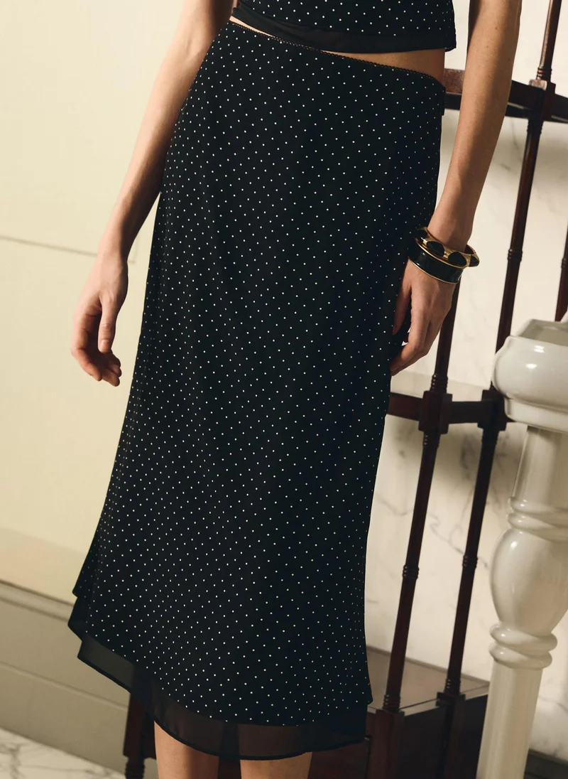 Small polka dot midi skirt