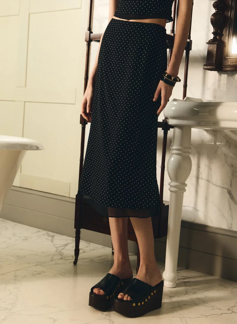 Lichi  Small polka dot midi skirt for Women | Best Price UAE