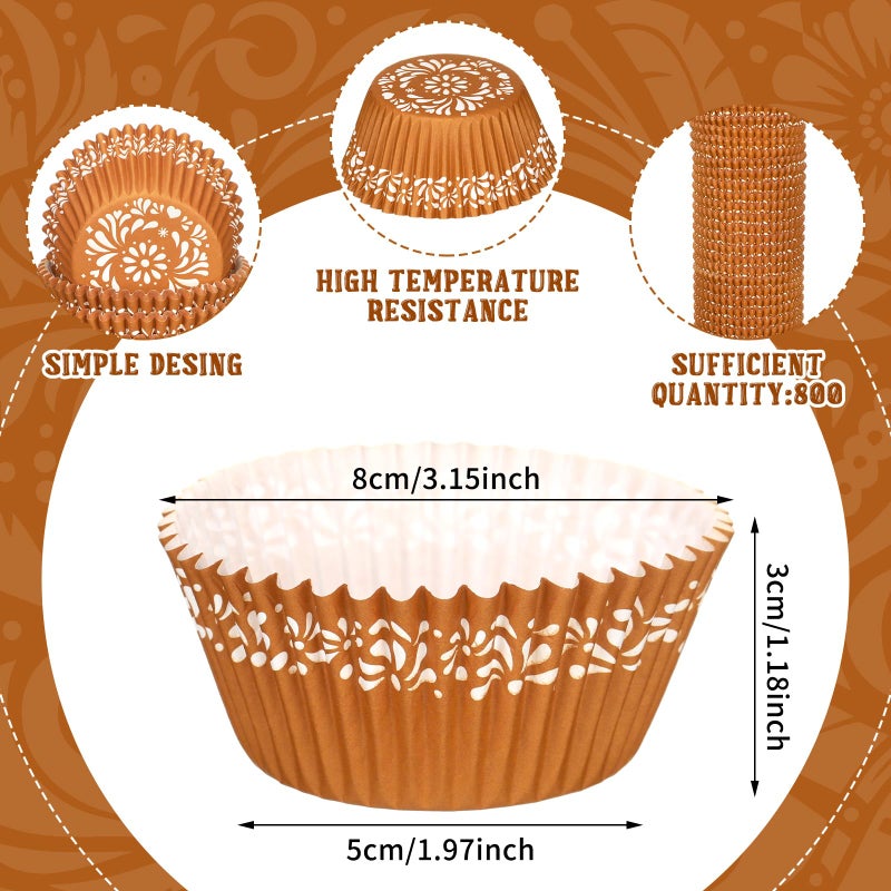 Vesici 800 Counts Cielito Lindo Baby Shower Party Decoration Mexican Clay Cupcake Liners Cielito Lindo Cupcake Wrapper Mexico Muffin Liner Papers Baking Cups for Wedding Baby Shower(Hollow Flower) - Image 2