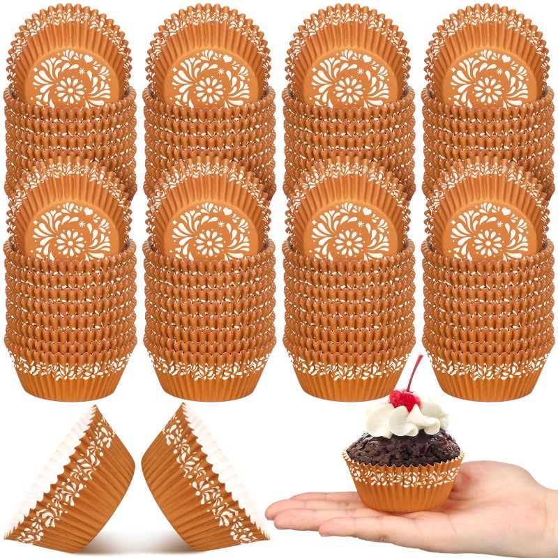 Vesici 800 Counts Cielito Lindo Baby Shower Party Decoration Mexican Clay Cupcake Liners Cielito Lindo Cupcake Wrapper Mexico Muffin Liner Papers Baking Cups for Wedding Baby Shower(Hollow Flower) - Image 1