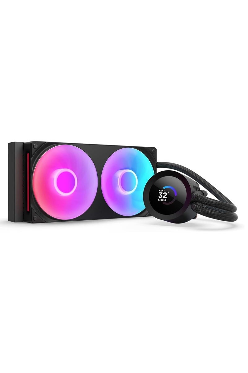 NZXT Kraken Plus 240 RGB 240mm All-in-One Liquid CPU Cooler with 1.54" Customizable TFT Display, Dual 120mm F240 RGB Fans, Turbine Pump (1,200-2,800 RPM), Copper Cold Plate, Braided Tubing, Intel LGA 1851/1700/1200/115X & AMD AM5/AM4 Compatible, Black | RL-KR240-B2 - Image 1