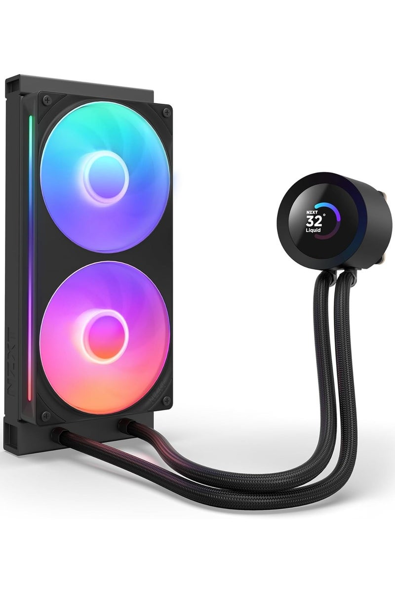 NZXT Kraken Plus 240 RGB 240mm All-in-One Liquid CPU Cooler with 1.54" Customizable TFT Display, Dual 120mm F240 RGB Fans, Turbine Pump (1,200-2,800 RPM), Copper Cold Plate, Braided Tubing, Intel LGA 1851/1700/1200/115X & AMD AM5/AM4 Compatible, Black | RL-KR240-B2 - Image 2