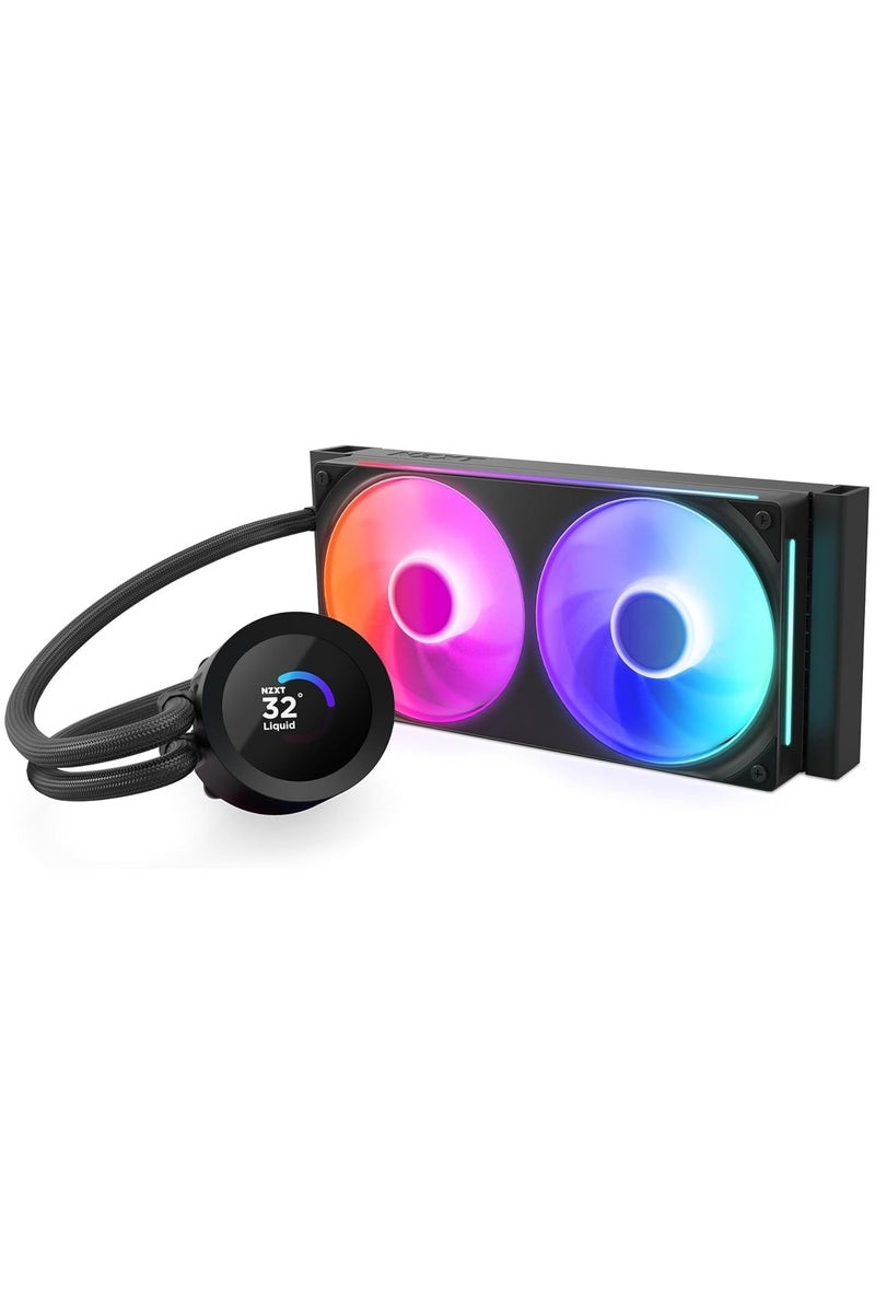 NZXT Kraken Plus 240 RGB 240mm All-in-One Liquid CPU Cooler with 1.54" Customizable TFT Display, Dual 120mm F240 RGB Fans, Turbine Pump (1,200-2,800 RPM), Copper Cold Plate, Braided Tubing, Intel LGA 1851/1700/1200/115X & AMD AM5/AM4 Compatible, Black | RL-KR240-B2 - Image 3