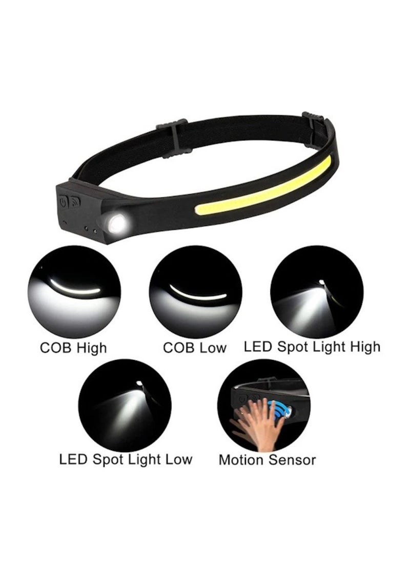 Generic - LED Headlamp Rechargeable, Motion Sensor Head Lamp Waterproof 230° Wide Beam Led Headlight with Hand Wave Induction for Hiking Running Repairing Fishing Cycling Camping - Image 1