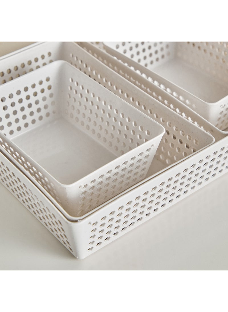Home Box مجموعة سلة تخزين أنيقة من 5 قطع مصنوعة من قشر الأرز، 32.5 × 5.5 × 23.8 سم  - Image 4