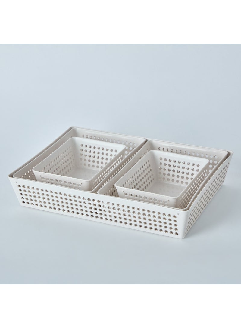 Home Box مجموعة سلة تخزين أنيقة من 5 قطع مصنوعة من قشر الأرز، 32.5 × 5.5 × 23.8 سم  - Image 5
