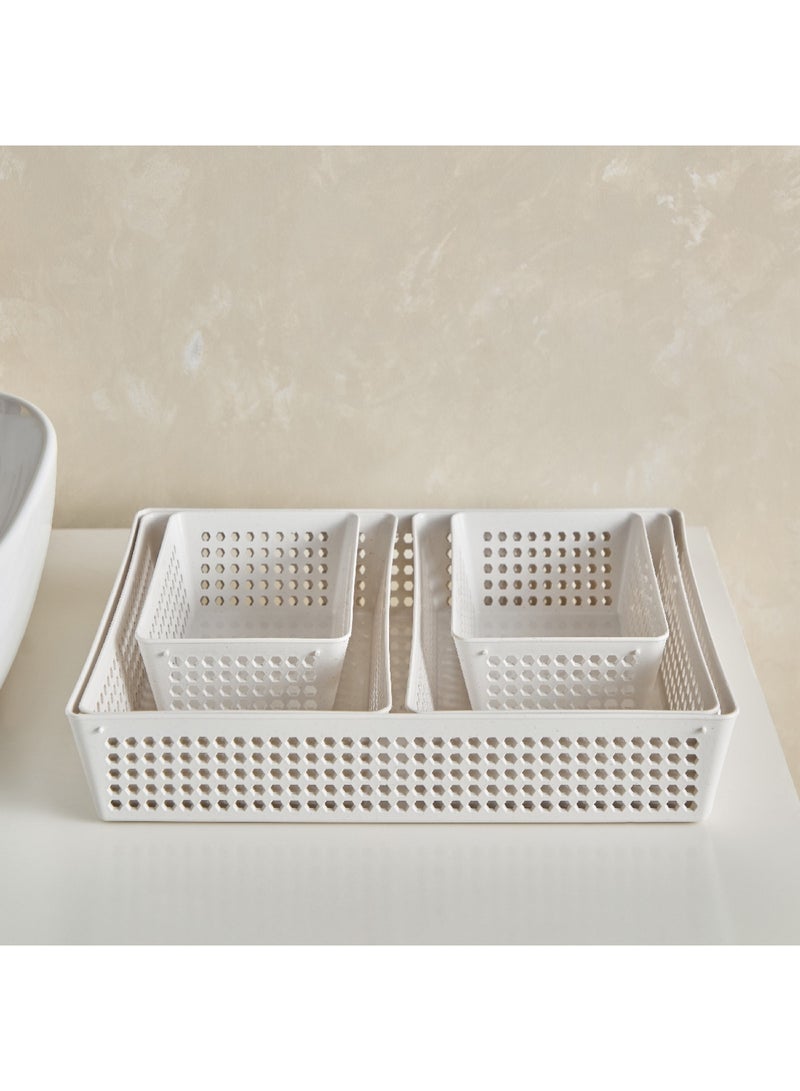 Home Box مجموعة سلة تخزين أنيقة من 5 قطع مصنوعة من قشر الأرز، 32.5 × 5.5 × 23.8 سم  - Image 2