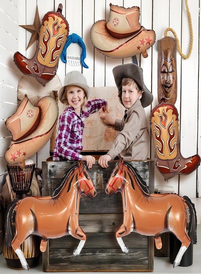 D-Fokes 6PCS Western Themed Party Balloons, Large Cowgirl Hat Boot Horse Foil Balloons, Cowboy Birthday Party Decorations, For Wild West Theme, Baby Shower, Bachelorette Supplies Decorations - Image 4