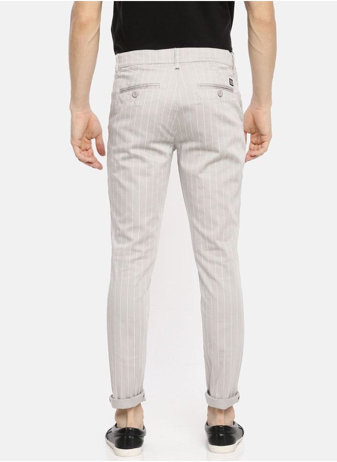 The Indian Garage Co Men Slim Fit Vertical Striped Mid-Rise Chinos  - Image 2