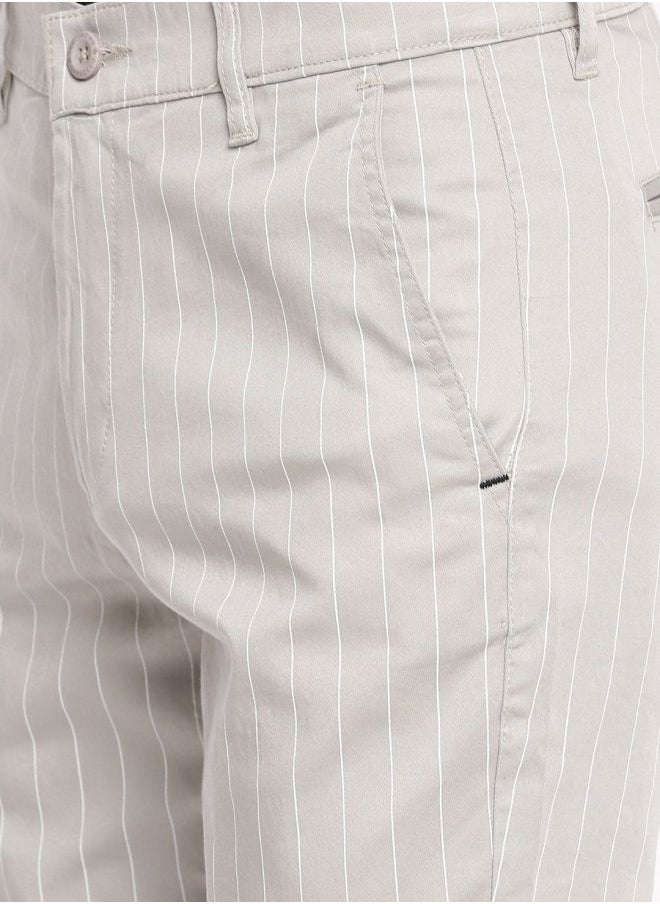 The Indian Garage Co Men Slim Fit Vertical Striped Mid-Rise Chinos  - Image 4