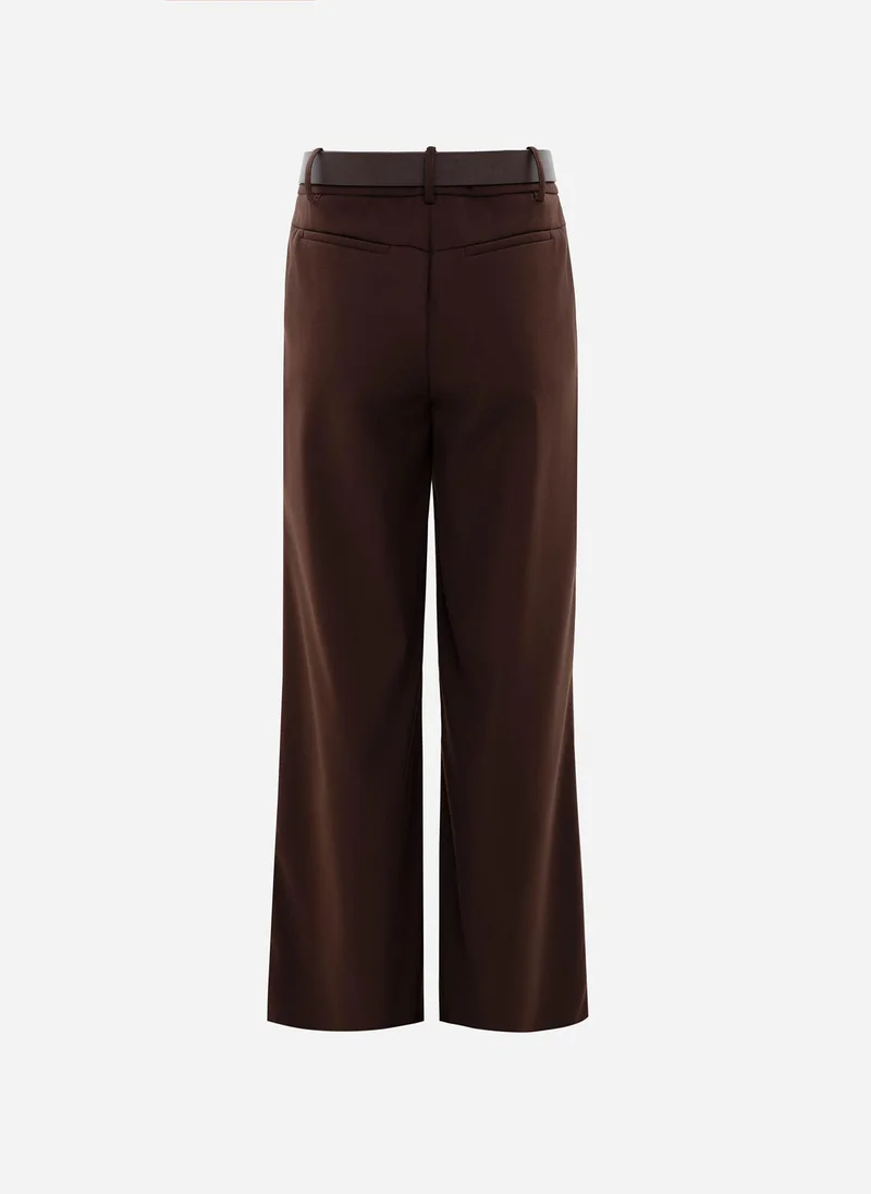 Lichi Loose trousers with waist pleats and eco-leather belt