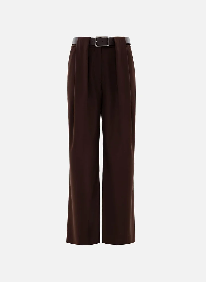 Lichi Loose trousers with waist pleats and eco-leather belt