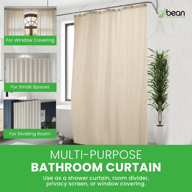Bean Products FABRIC SHOWER CURTAIN LINER - Standard Stall Size - A Stylish Quality Bathroom Drape - Earth Friendly, Non-Toxic + Odor-Free Cotton Liner - Light-Weight Washable Natural Shower Curtain - 36x74 NC - Image 3