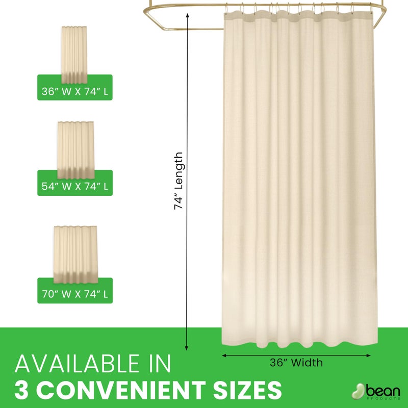 Bean Products FABRIC SHOWER CURTAIN LINER - Standard Stall Size - A Stylish Quality Bathroom Drape - Earth Friendly, Non-Toxic + Odor-Free Cotton Liner - Light-Weight Washable Natural Shower Curtain - 36x74 NC - Image 5