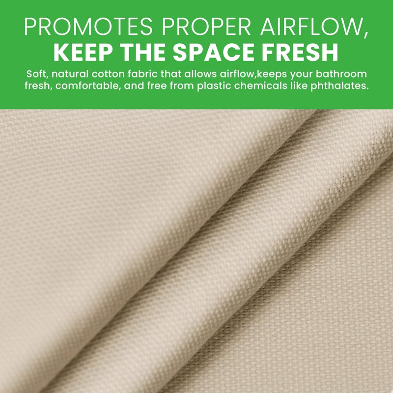 Bean Products FABRIC SHOWER CURTAIN LINER - Standard Stall Size - A Stylish Quality Bathroom Drape - Earth Friendly, Non-Toxic + Odor-Free Cotton Liner - Light-Weight Washable Natural Shower Curtain - 36x74 NC - Image 4