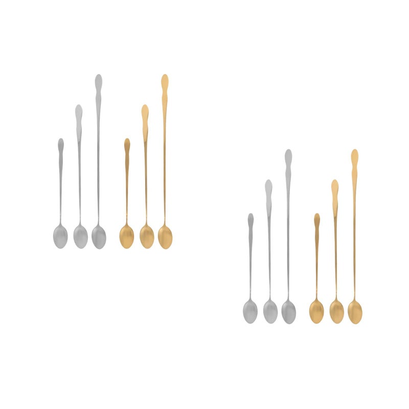 12 pcs Handle Stainless Steel Soup Spoons Set Coffee Stirring Spoons Teaspoon Kitchen Utensils Flatware For Dining Hot Pot Condiment Sauce Serving Accessories - Image 1