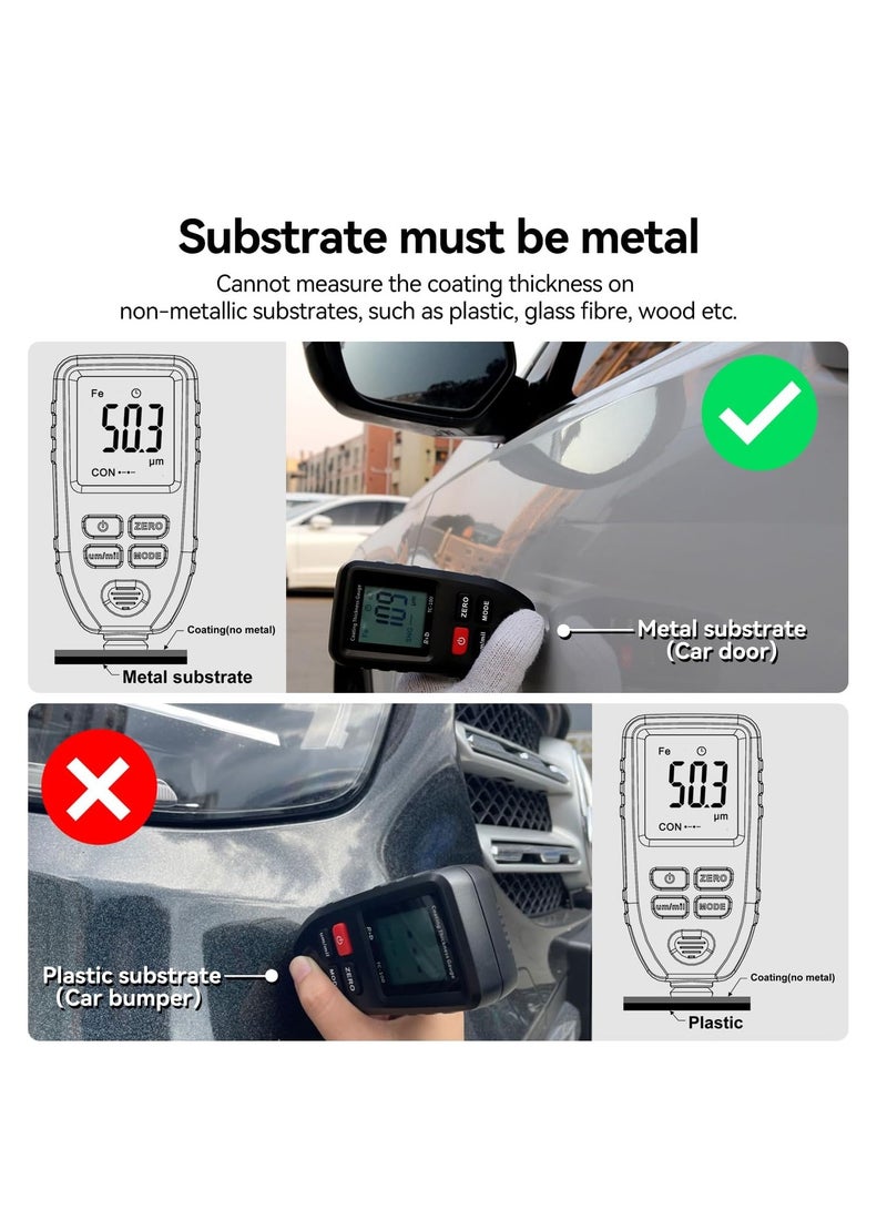 R&D TC100 Car Paint Coating Thickness Gauge Meter Handheld 0-1300um for Both Steel and Aluminum Base Metal,Check The Car’s Original Coating Auto Car Paint Meter - Image 3