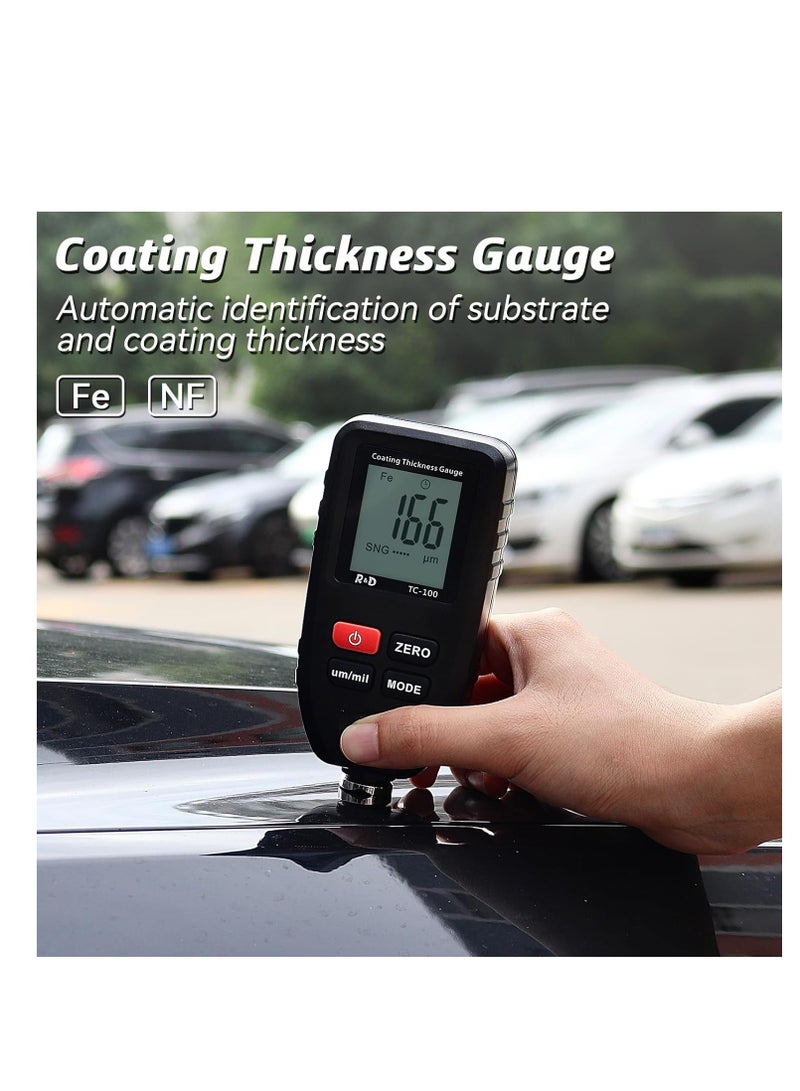 R&D TC100 Car Paint Coating Thickness Gauge Meter Handheld 0-1300um for Both Steel and Aluminum Base Metal,Check The Car’s Original Coating Auto Car Paint Meter - Image 2