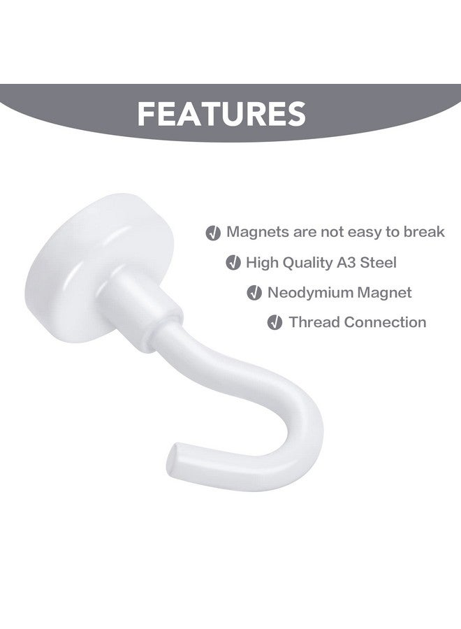 E BAVITE خطافات مغناطيسية بيضاء قوية من إي بافيت، متينة، وزن 30 رطلاً، عبوة من 10 خطافات مغناطيسية من معادن الأرض النادرة للثلاجة والشواية والمنزل والمطبخ والمكتب والرحلات البحرية - Image 3