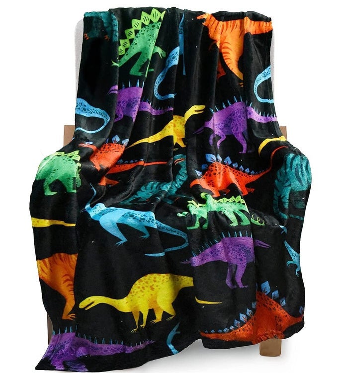 KIDS DINOSAUR BLANKET FOR BOYS GIRLS ROOM DECOR PERSONALIZED CUTE TODDLER THROW BLANKET CHIRISTMAS DINASOUR BIRTHDAY YEAR OLD GIFTS TOYS 50X60