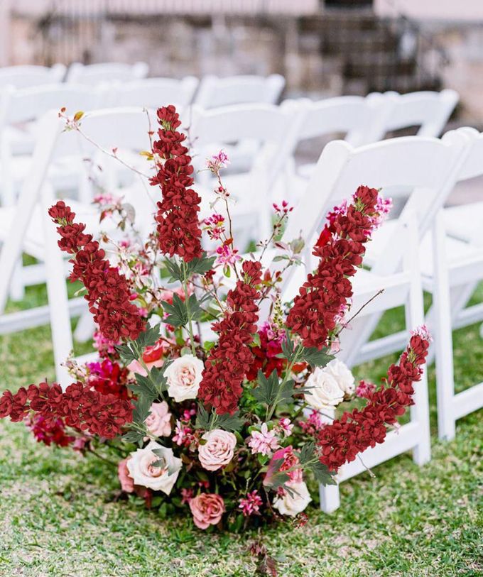 Fqueelvys Delphinium Artificial Flowers,5PCS Long Stem Red Silk Flowers 39" Fake Larkspur Flowers Bulk for Tall Vase Home Wedding Table Decor(Red) - Image 5