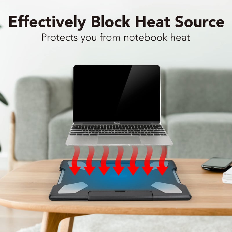 EHO Laptop Lap Desk with Retractable Mouse Pad, Portable Ergonomic Lap Pad with Heat Shield and Foldable Stopper, Lightweight Travel Lapdesk Fits up to 16" Laptops, Bed Sofa or Work Use - Image 2