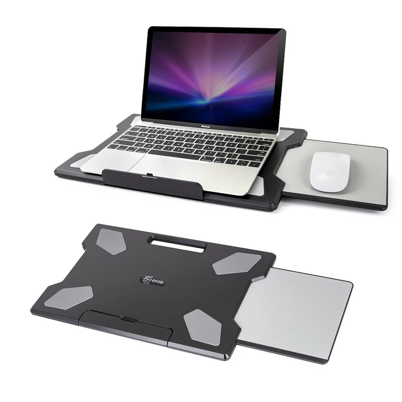 EHO Laptop Lap Desk with Retractable Mouse Pad, Portable Ergonomic Lap Pad with Heat Shield and Foldable Stopper, Lightweight Travel Lapdesk Fits up to 16" Laptops, Bed Sofa or Work Use - Image 1