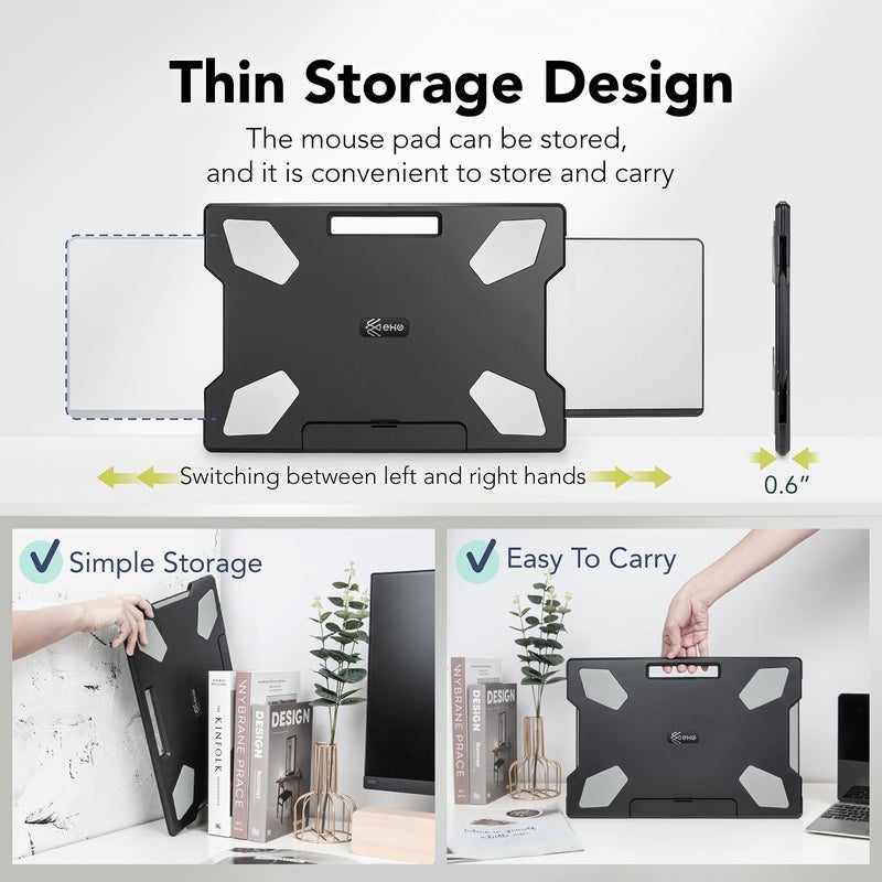 EHO Laptop Lap Desk with Retractable Mouse Pad, Portable Ergonomic Lap Pad with Heat Shield and Foldable Stopper, Lightweight Travel Lapdesk Fits up to 16" Laptops, Bed Sofa or Work Use - Image 3