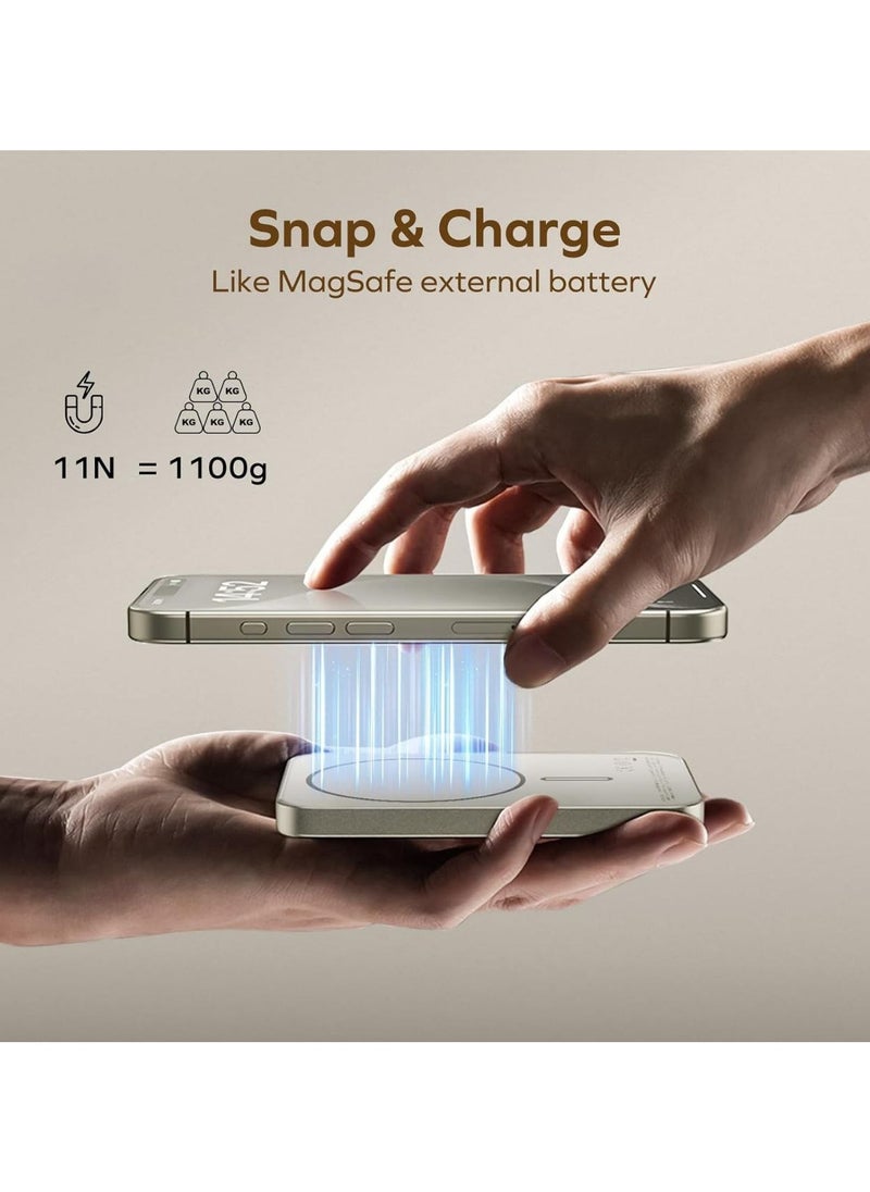 Generic - Magnetic Power Bank 5000mAh Wireless Portable Charger 20W Wired Fast Charging Battery Pack Compatible with Magsafe USB C Charging Cable Included. - Image 1