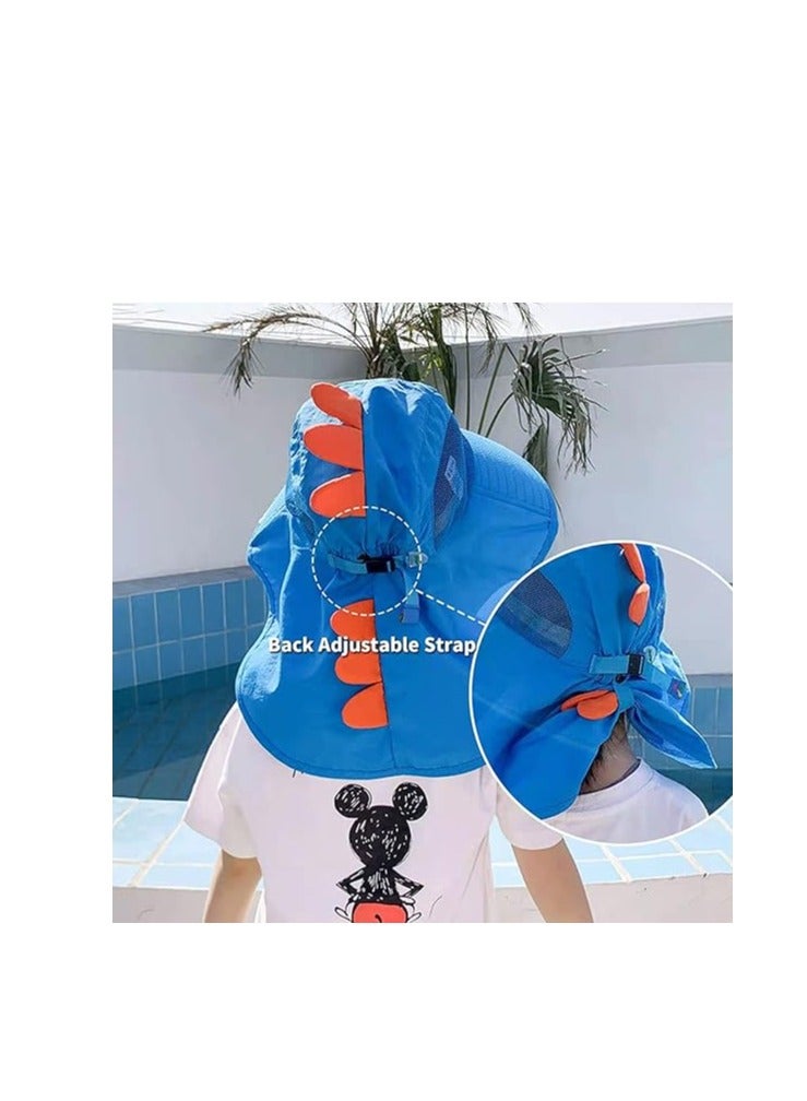 GUDOO قبعة دلو للأطفال بعامل حماية من أشعة الشمس UPF50+ وقبعة واقية من الشمس وقبعة شاطئ كبيرة الحواف مع شبكة وحزام ذقن قابل للتعديل وقبعة صياد للأولاد والبنات من سن 3 إلى 10 سنوات - Image 3