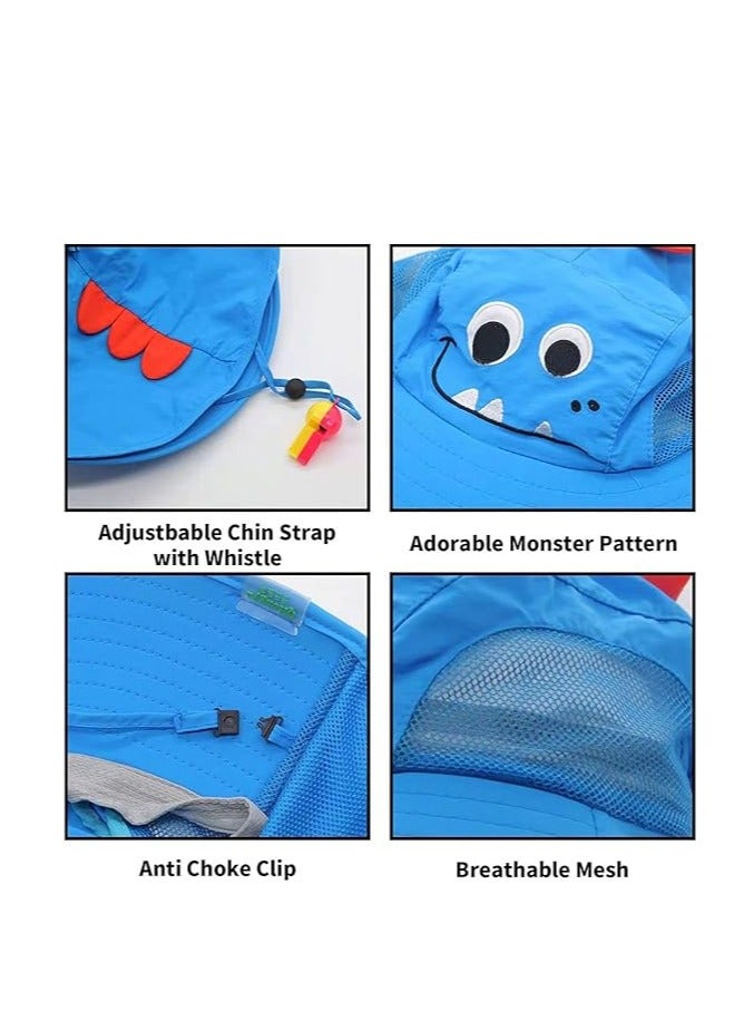 GUDOO قبعة دلو للأطفال بعامل حماية من أشعة الشمس UPF50+ وقبعة واقية من الشمس وقبعة شاطئ كبيرة الحواف مع شبكة وحزام ذقن قابل للتعديل وقبعة صياد للأولاد والبنات من سن 3 إلى 10 سنوات - Image 5