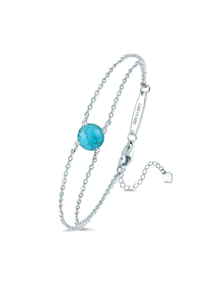 KUYING S925 Sterling Silver Bracelet Birthstone Jewelry-December