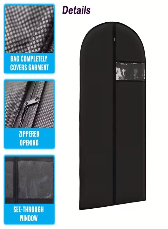 عدد 10 أغطية ملابس سوداء قابلة للغسل (100×60 سم) مزوّدة بسحّاب ونافذة شفافة – أغطية واقية ثقيلة للبدلات والفساتين – مقاومة للغبار والرطوبة، مثالية للتخزين والسفر – منسوجات متينة لتنظيم الخزانة وتغطية المعاطف والقمصان والفساتين - Image 4