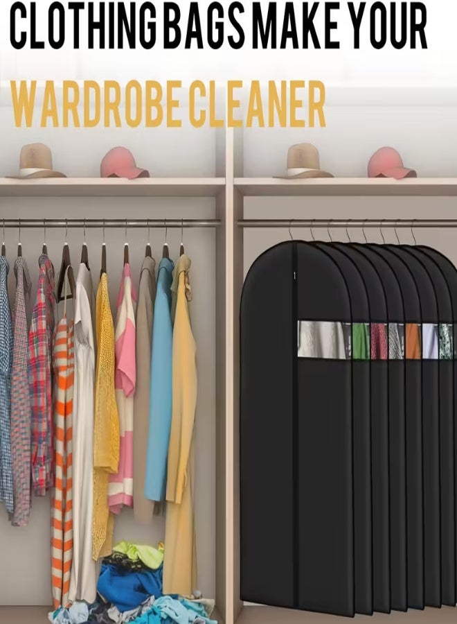 عدد 10 أغطية ملابس سوداء قابلة للغسل (100×60 سم) مزوّدة بسحّاب ونافذة شفافة – أغطية واقية ثقيلة للبدلات والفساتين – مقاومة للغبار والرطوبة، مثالية للتخزين والسفر – منسوجات متينة لتنظيم الخزانة وتغطية المعاطف والقمصان والفساتين - Image 3